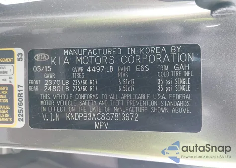 2016 Kia Sportage Lx из США, поврежденный, VIN KNDPB3AC8G7813672